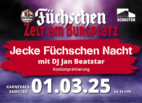 Jecke Füchschen Nacht 2025 mit DJ Jan Beatstar – Kostümprämierung Poster